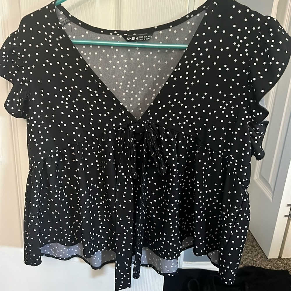 Shein Polka Dot Blouse with bow!